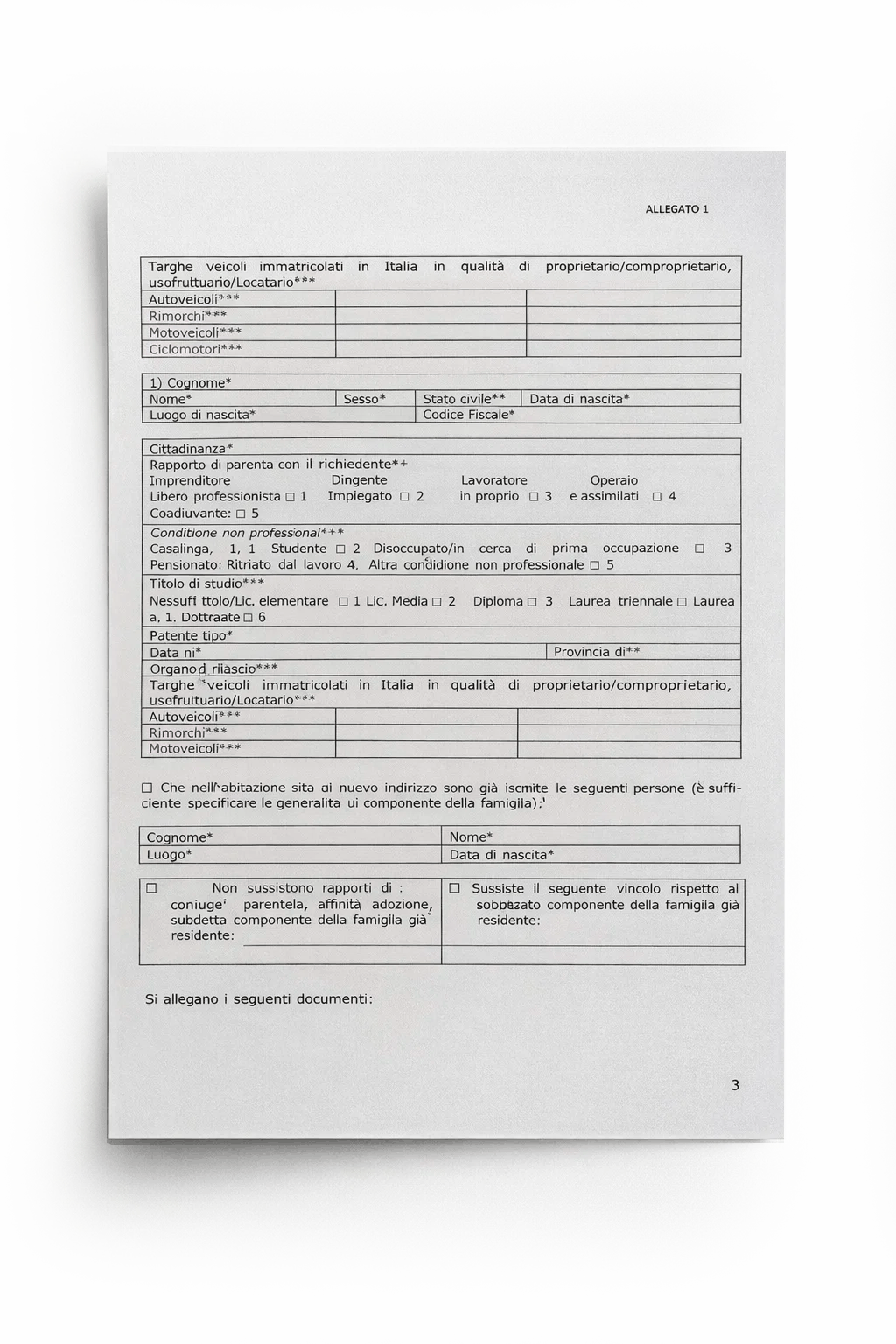 Данные членов семьи